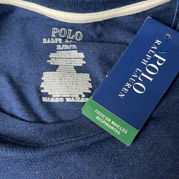 Polo Navy Mesh Stretch Moisture Wicking Short Sleeve Tagless Crewneck T-Shirt - Picture 8 of 8